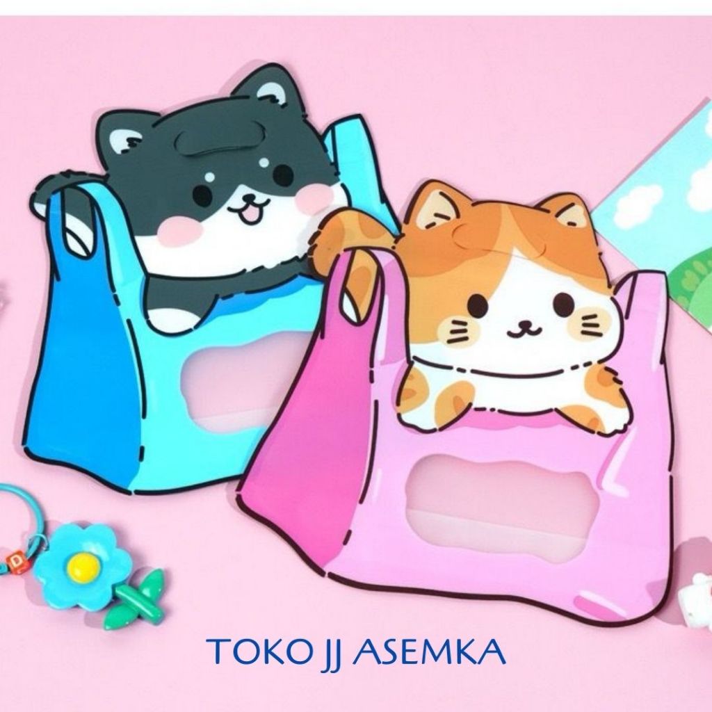 PLASTIK ZIPPER POUCH GAMBAR KUCING KANTONG GOODIEBAG PERLENGKAPAN PESTA ULANG TAHUN MURAH GROSIR COD