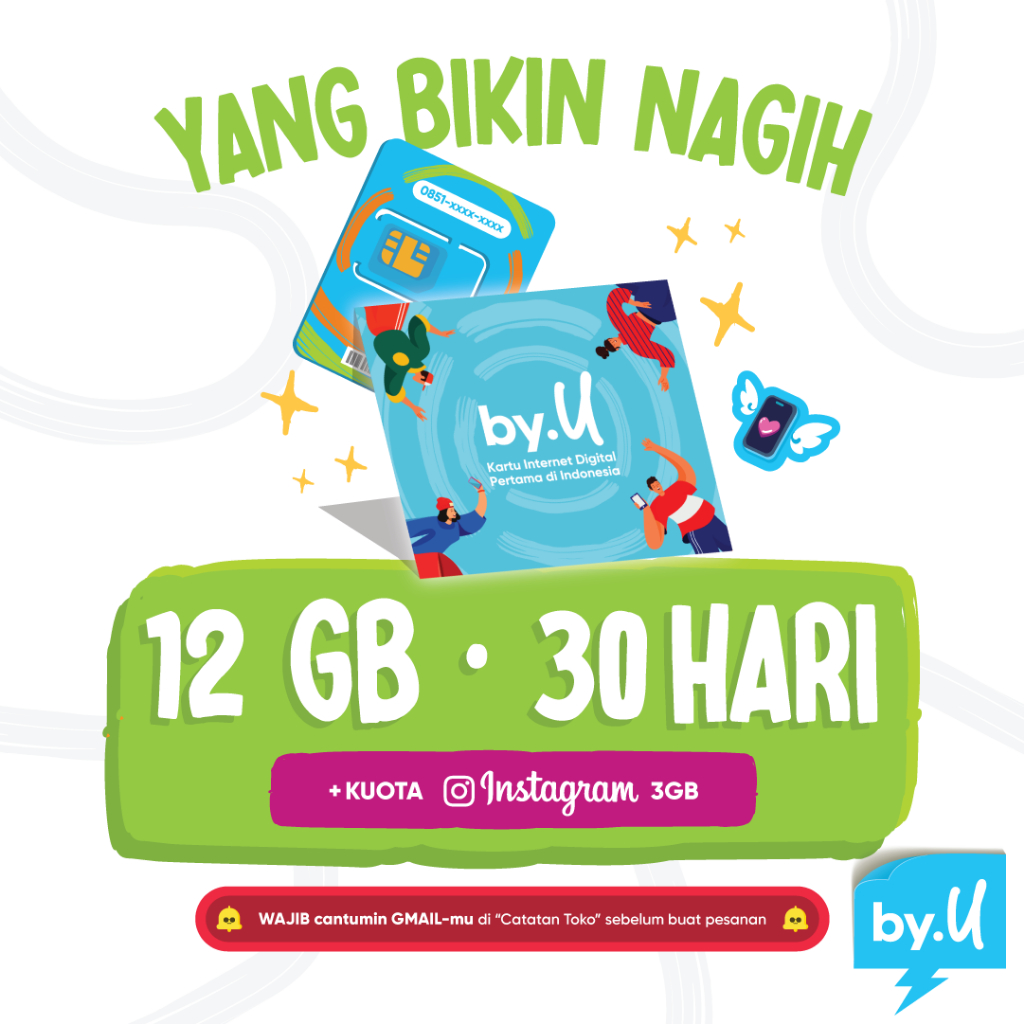 Kartu Perdana by.U Kuota 12 GB + Kuota Instagram 3 GB | 30 Hari