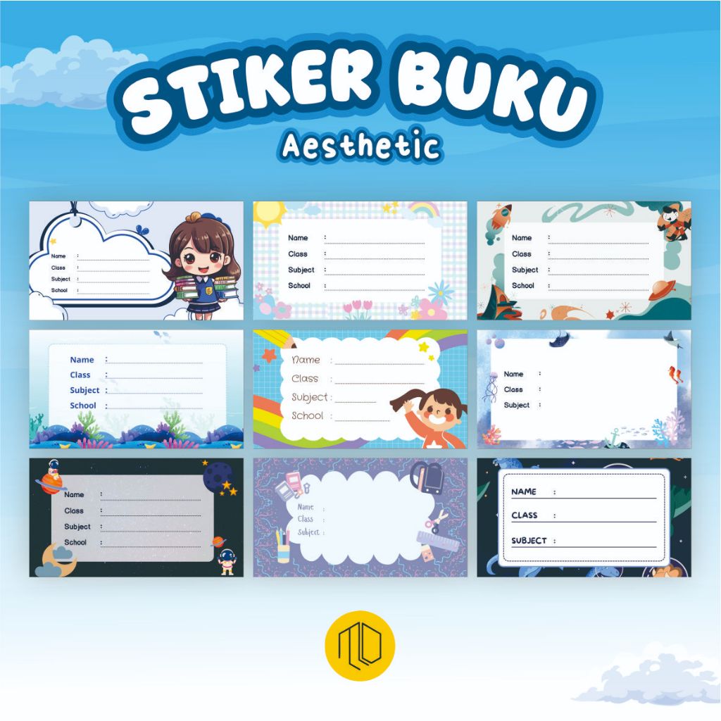 Stiker Mapel Isi 30 Pcs / Stiker Buku Custom Tema Aesthetic 1 / Stiker Nama Buku Pelajaran / Label B