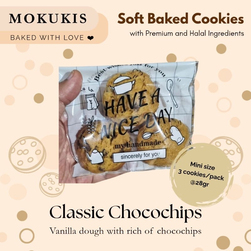 

ISI 3 MINI COOKIES CLASSIC CHOCOCHIPS - Mokukis Soft Baked Cookies | MINI COOKIES @28gr