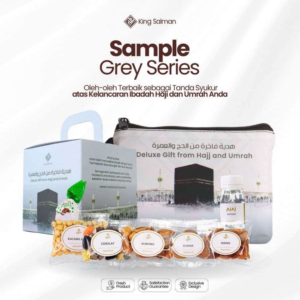 

Oleh Oleh Haji & Umrah Premium - King Salman Gift | 1 SHAFA & 1 MARWAH - GREY Paket Sample