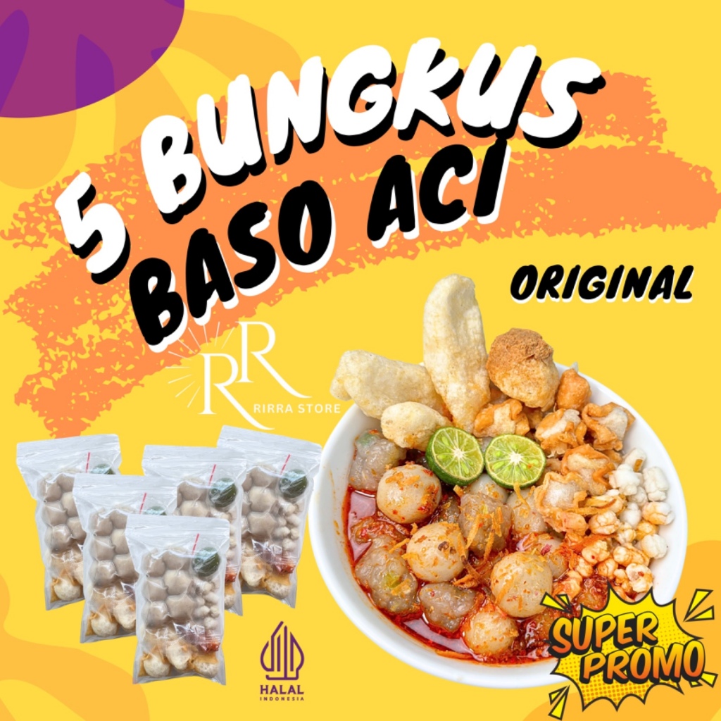 

5 BUNGKUS BASO ACI INSTAN ORIGINAL Food Kaldu Pedas Ayam Kuah