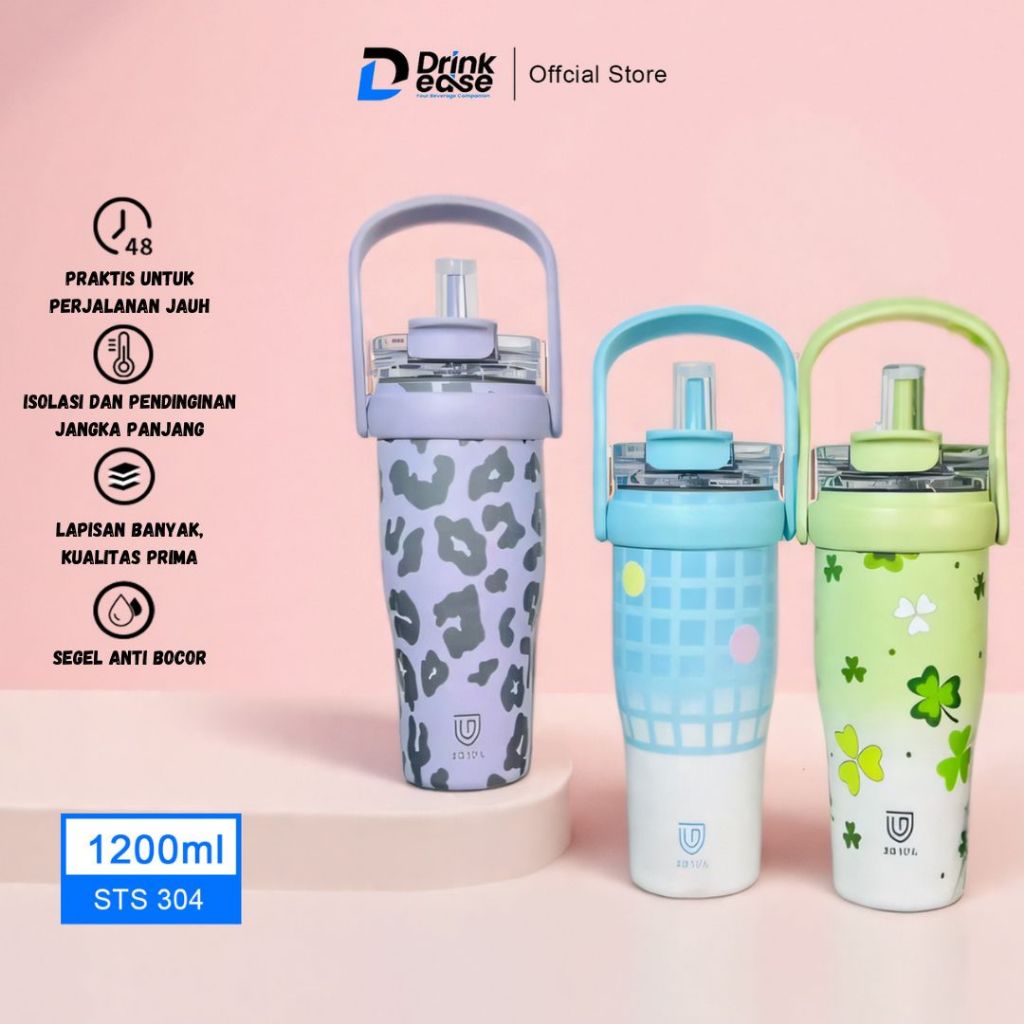 [MAHOBIN] Tumbler Tahan Dingin Aesthetic Stainless Steel Botol Minum SUS 304 Anti Karat1200ml / 1.2 