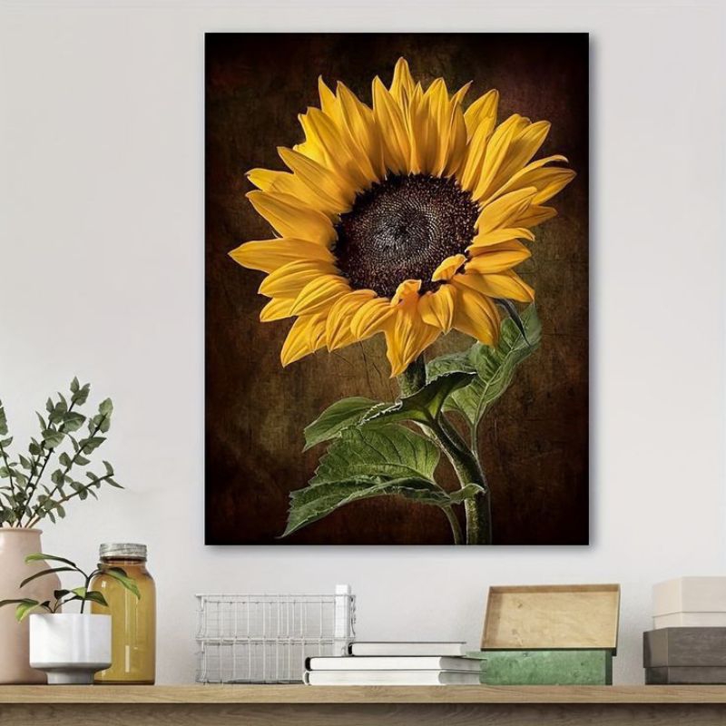 lukisan bunga matahari primordial Lukisan Bunga Putih Teksture Modern Dinding Tebal Abstrak Ruangan 