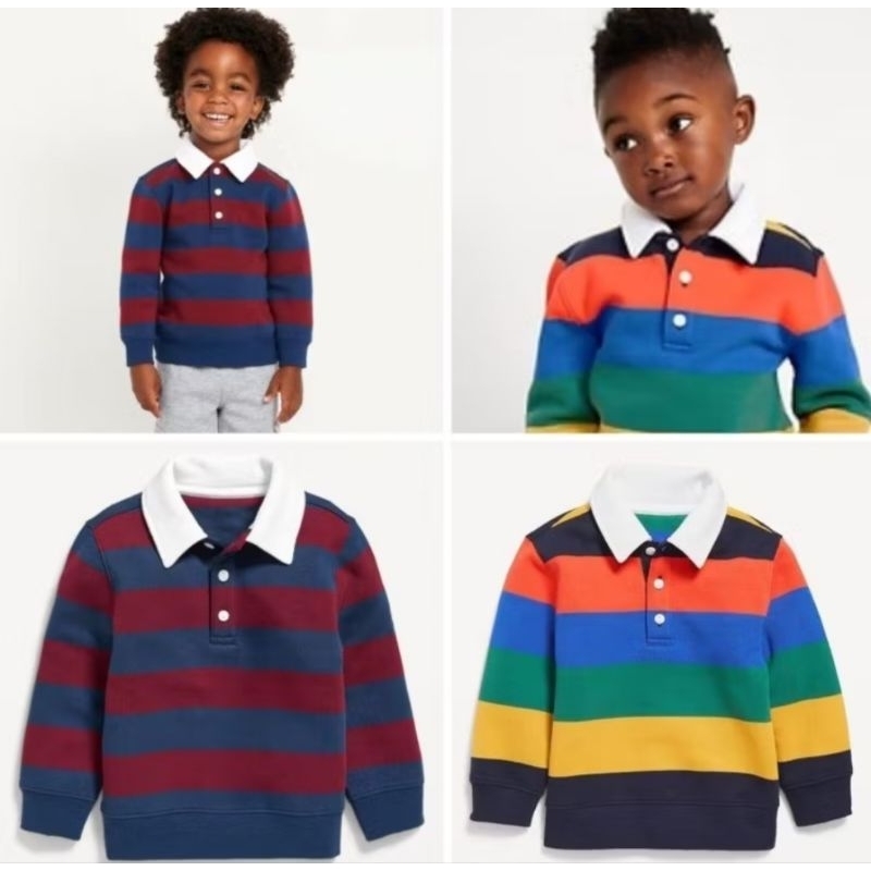 HEYKIDDY - Kaos Polo Strip merk Navy anak Laki-laki Bahan Tebal