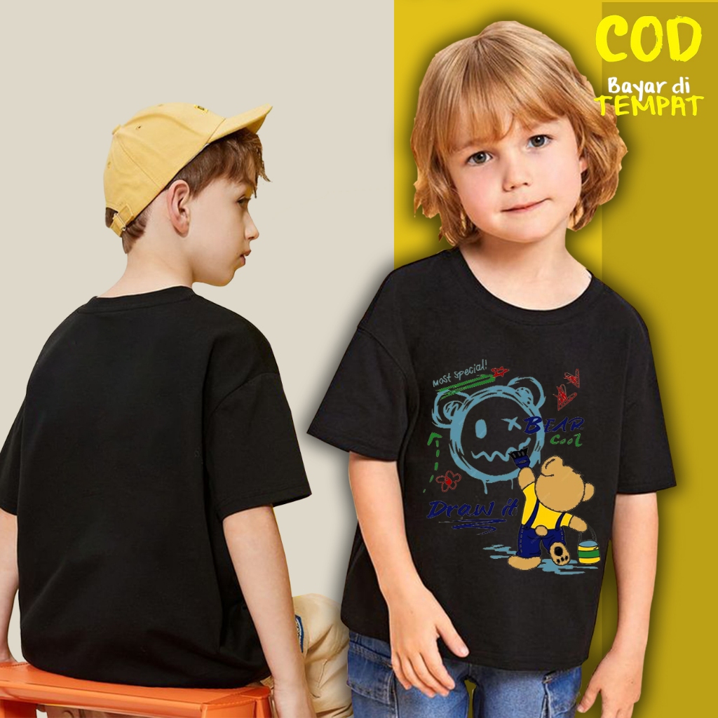 Baju Anak cowo cewek - Kaos Anak Pria Wanita Motif Keren Digital Printal Bahan Lembut Kain 100% Catt