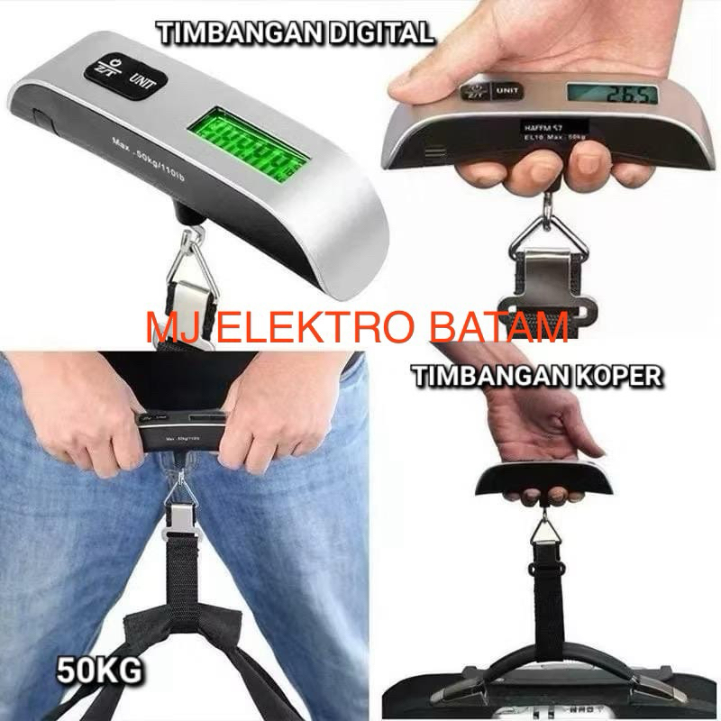 KOTA BATAM - Timbangan Koper Electronic Elektronik Luggage Scale  Gantung Digital Silver Maksimal 50