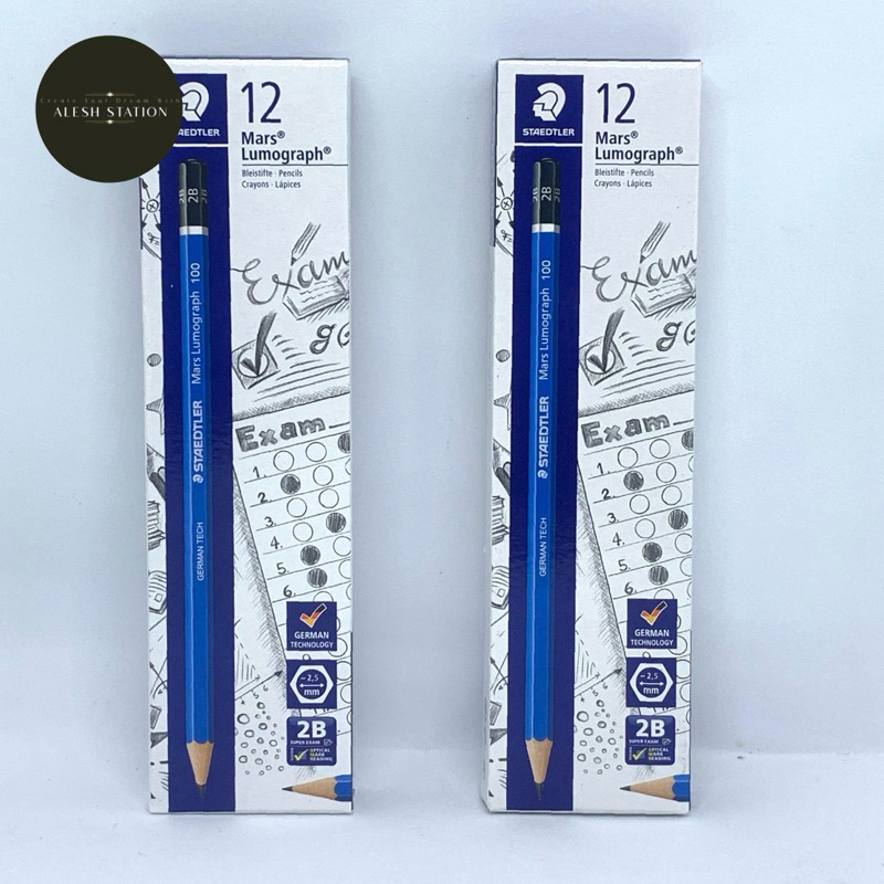 

Ay00! PENSIL STAEDTLER PENCIL 2B MARS LUMOGRAPH 100/Lusin (Original)