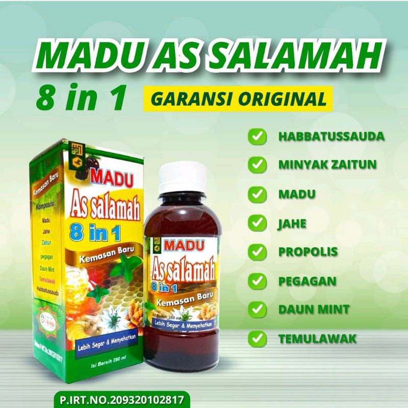 

DWI FARMA - AS SALAMAH - Madu Batuk Flu Demam Assalamah 8 in 1 280gr