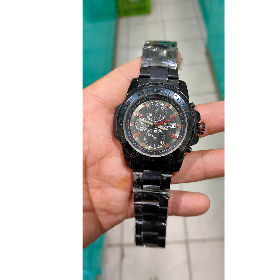 jam tangan pria seiko sport all black anti karat anti air