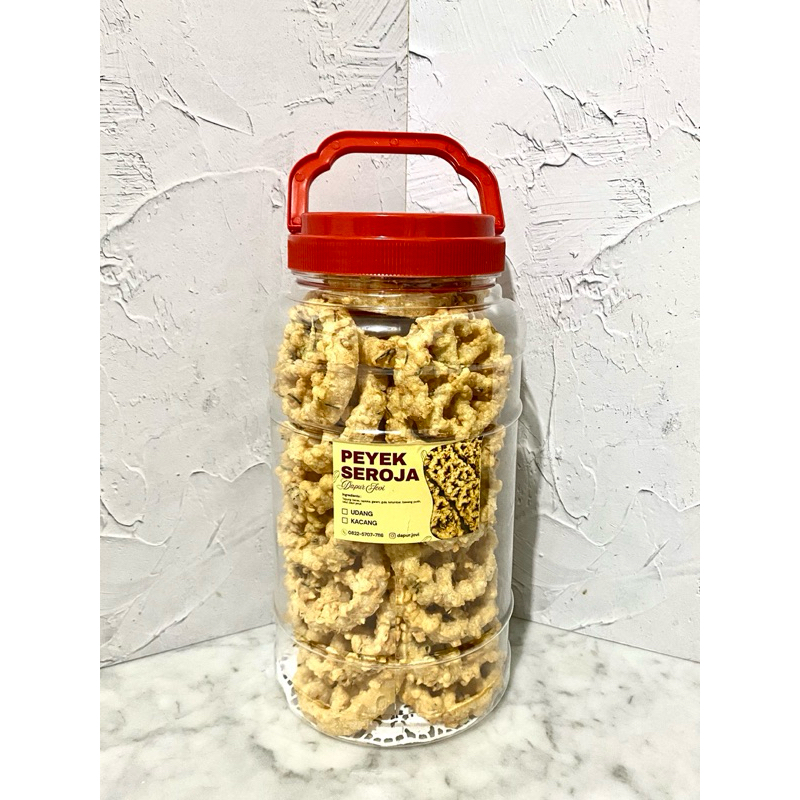 

Maknyuss1 Peyek Kembang Goyang/Seroja Toples Jumbo 500Gr (3,5L) Free Toples Besar