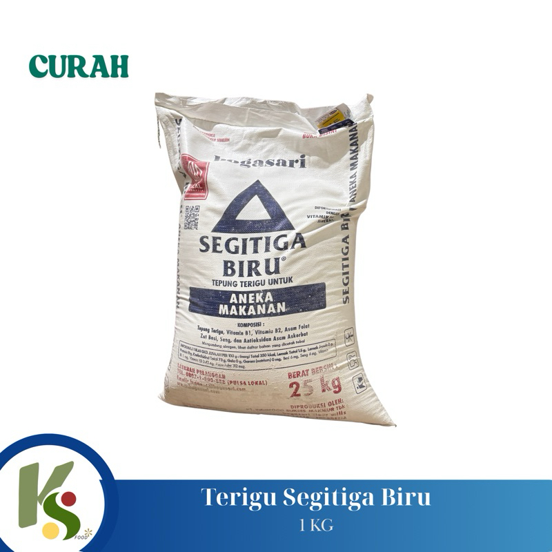 

tepung terigu segitiga biru dijamin original harga termurah curah eceran 1 kg 1/2 kg