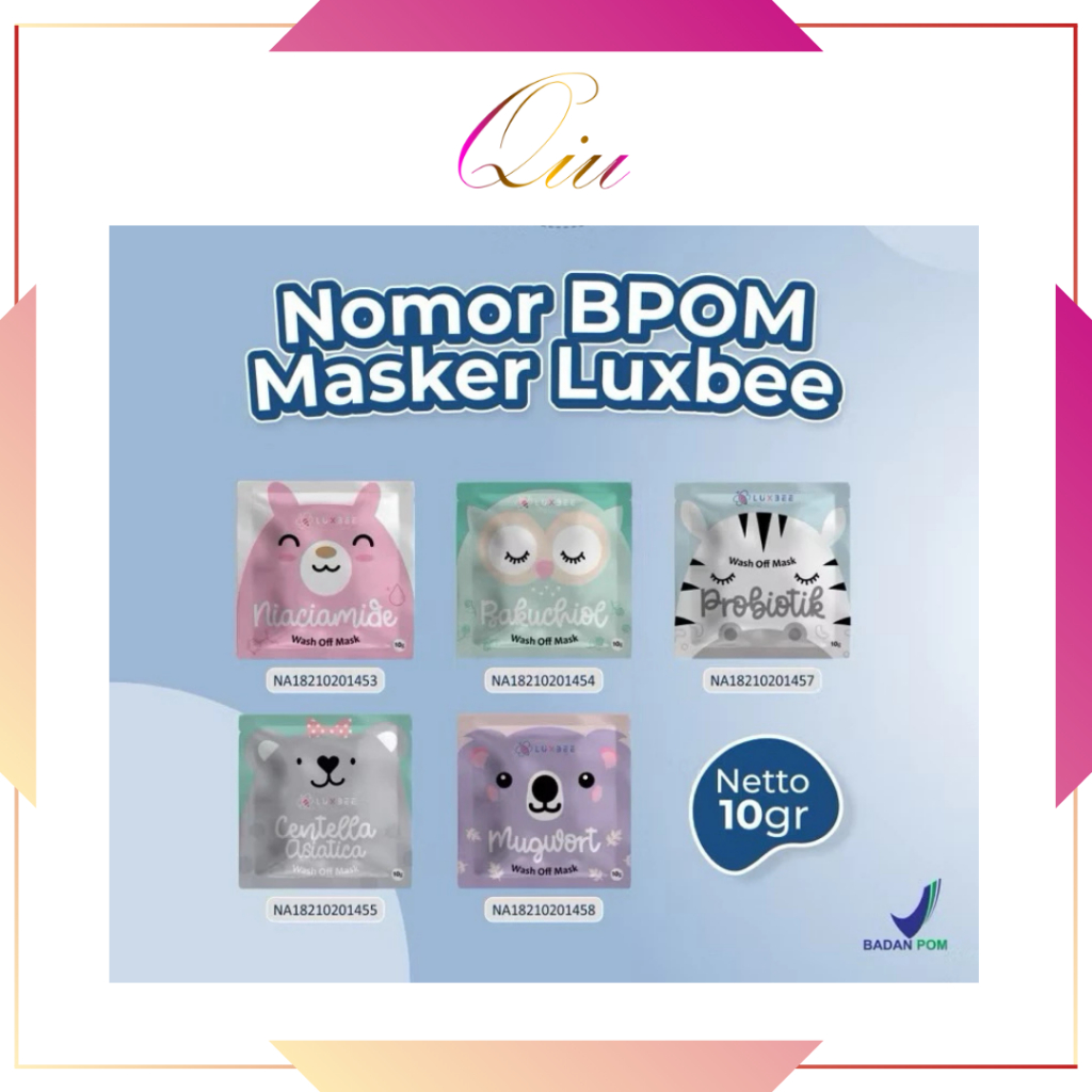 LUXBEE MASKER WAJAH ORGANIK MENCERAHKAN KULIT WAJAH BPOM WASH OFF MASK 10gr