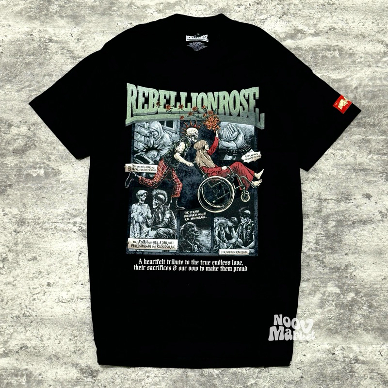 noov music merch Rebellion Rose - Terimakasih 2025 Tshirt - Black | Official Merchandise Kaos Pria