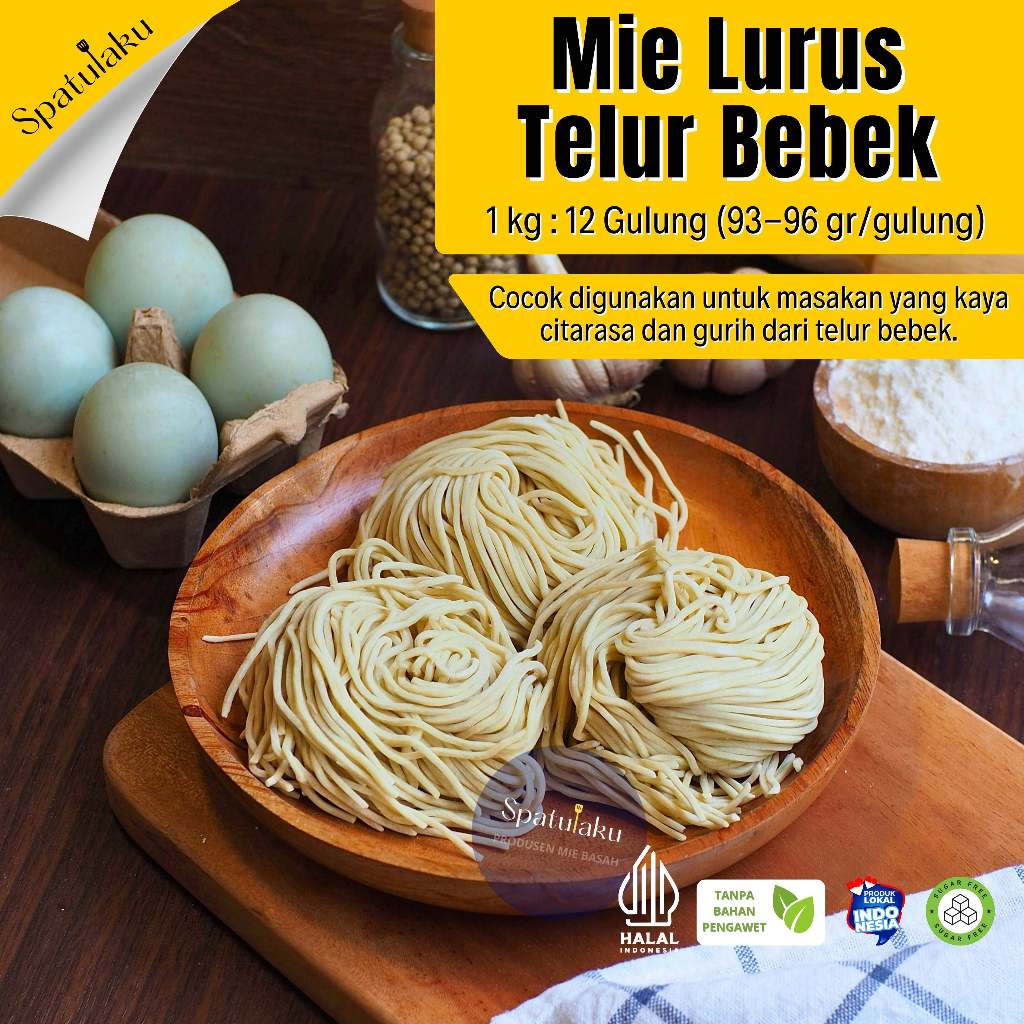 

MIE TELOR BEBEK LURUS / Mie Mentah serbaguna / 1 kg isi 12