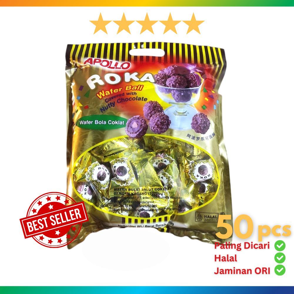 

Coklat ROKA Apollo Roka Wafer Ball Isi 50 TERLARIS Jajanan Rumahan
