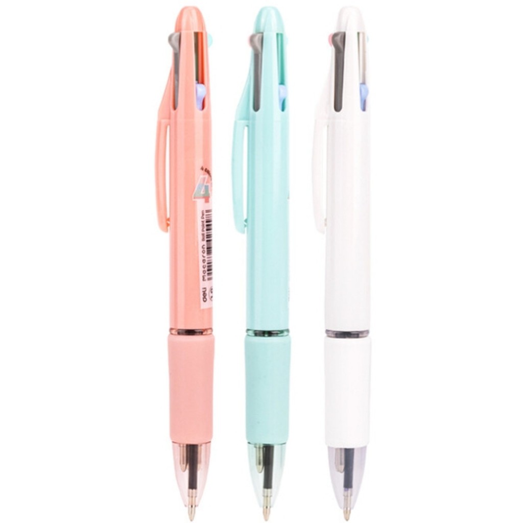 

PULPEN PEN BALLPOINT DELI 4 WARNA COLOR 33390 / Q181 HITAM / CQ186 SOFT COLOR 0.7 MM