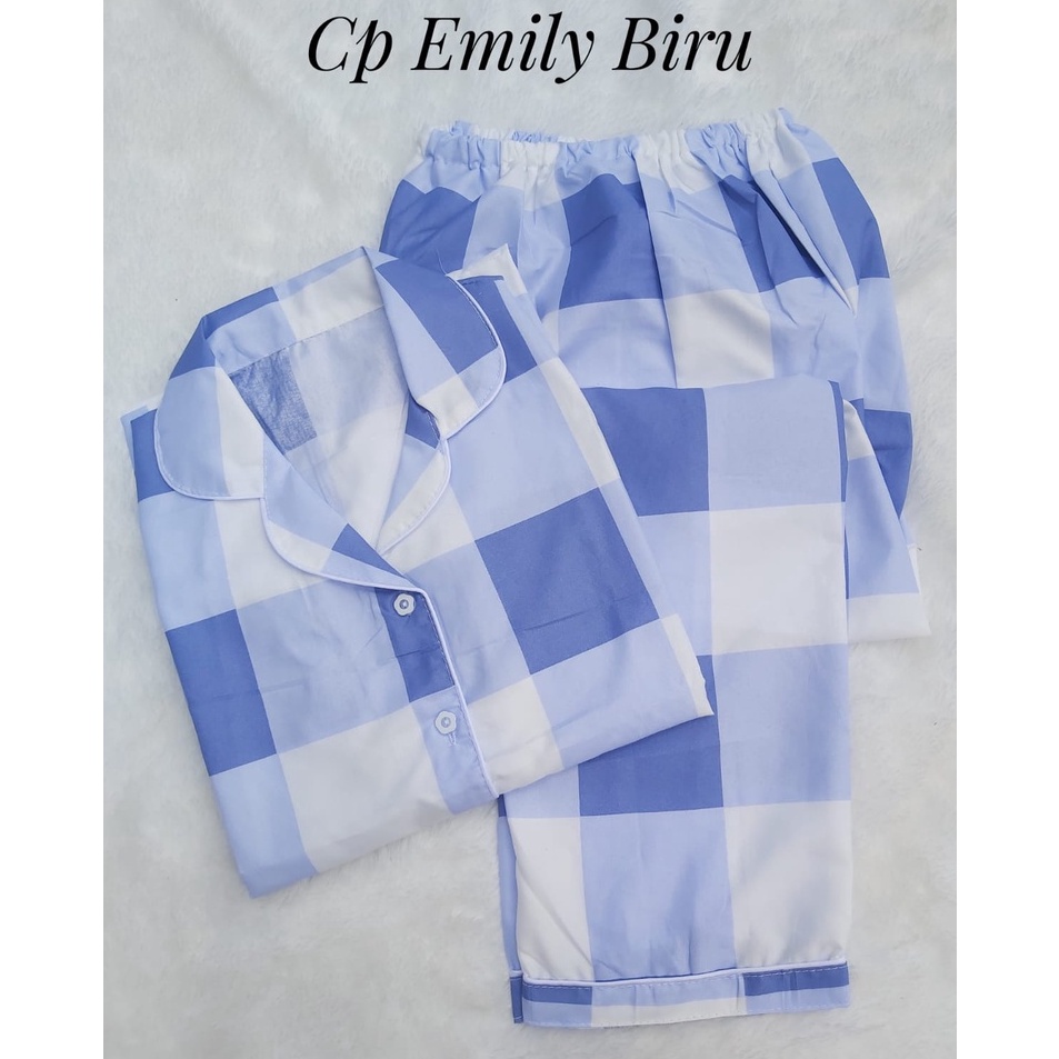JNV Piyama CP Wanita Motif Kotak 2  Baju Tidur Lengan pendek  Katun Premium