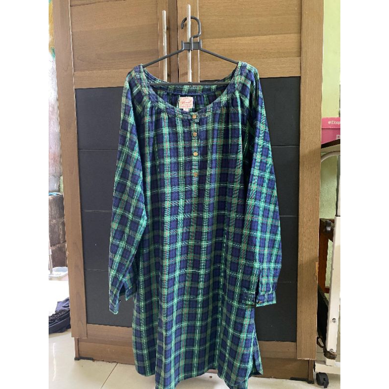 [preloved] Tunik Kotak-Kotak Flanel Hijau Navy