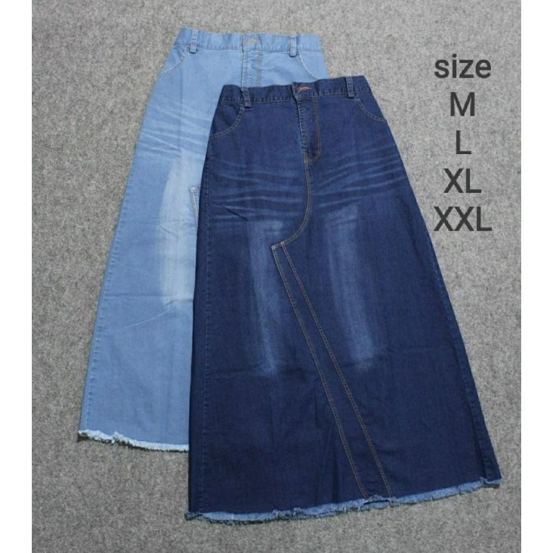 ROK JEANS WANITA//ROK JEANS PANJANG//ROK JEANS POLOS//OOTD ROK JEANS/JEANS WANITA/ROK SPAN/ROK JEANS