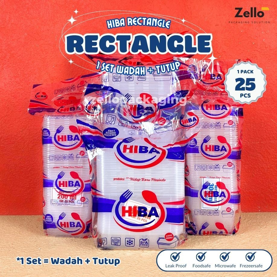 HIBA Thinwall Rectangle Kotak Makan Plastik Persegi Panjang 200 300 500 650 750 1000 ml