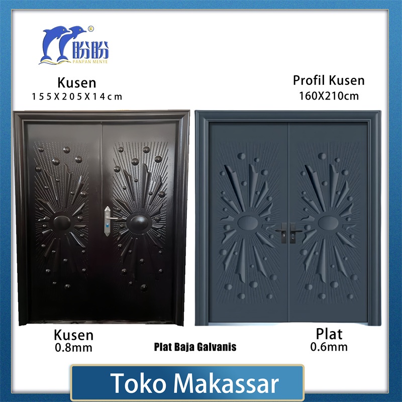 PT PANPAN - (LUXURY DOUBLE PAN 8038 ) Pintu Baja /Pintu Plat Baja Double Kupu Kupu Tarung Utama Pint