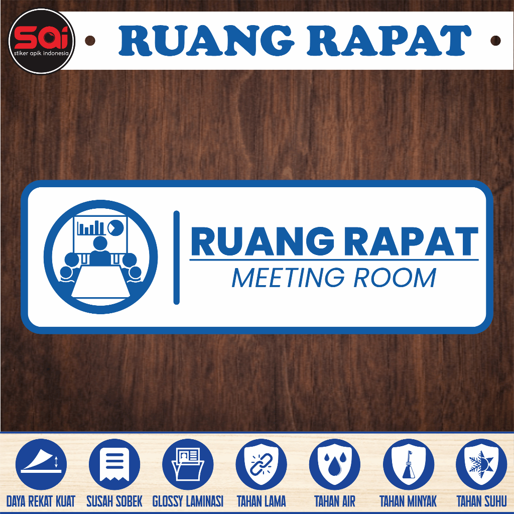 

Stiker vinyl anti air RUANG RUANGAN RAPAT laminasi glossy