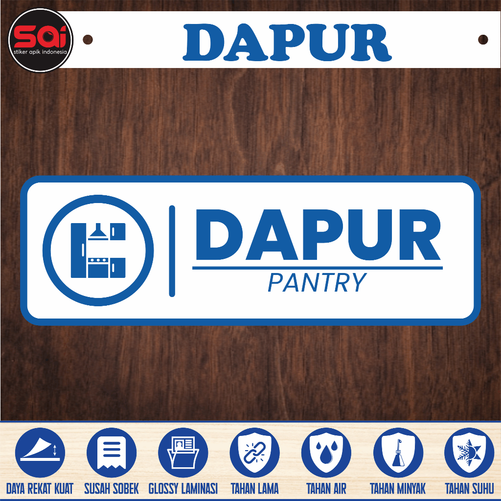 

Stiker vinyl anti air RUANG RUANGAN DAPUR laminasi glossy