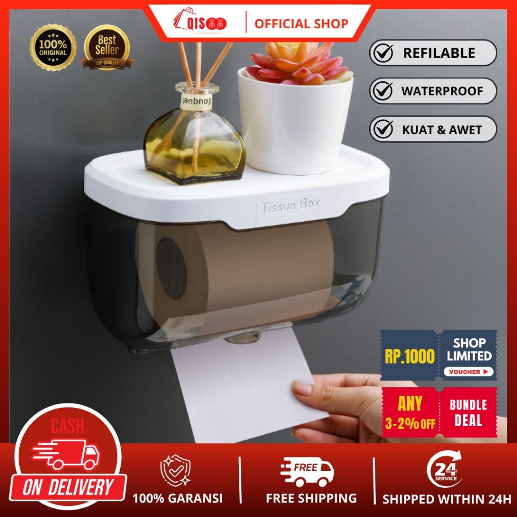 QISOO Tempat Tisu Toilet Tempel Dinding / Kotak Tisu Toilet / Tempat Tisu Kamar Mandi