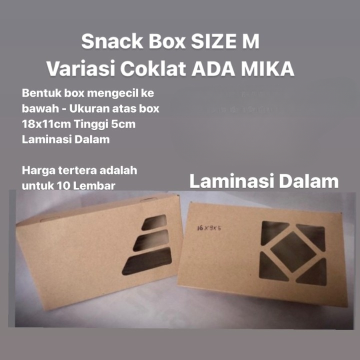 

10 Pcs Snack Box Coklat Polos Dus Model Jendela Mika 18x11x5cm