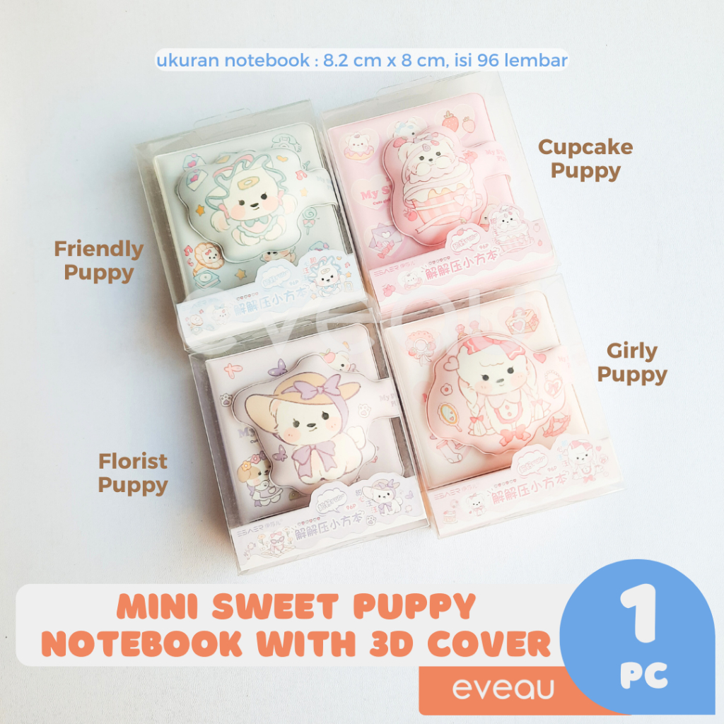 

My Sweet Puppy Mini Notebook 3D Cover Magnetic Lock 96 Lembar Buku Catatan Diary Kecil Sampul Timbul