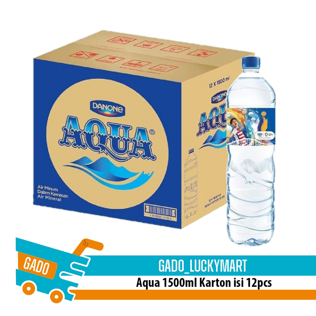 Aqua 1500ml 1 dus karton/ Aqua botol besar/ air mineral 1500ml