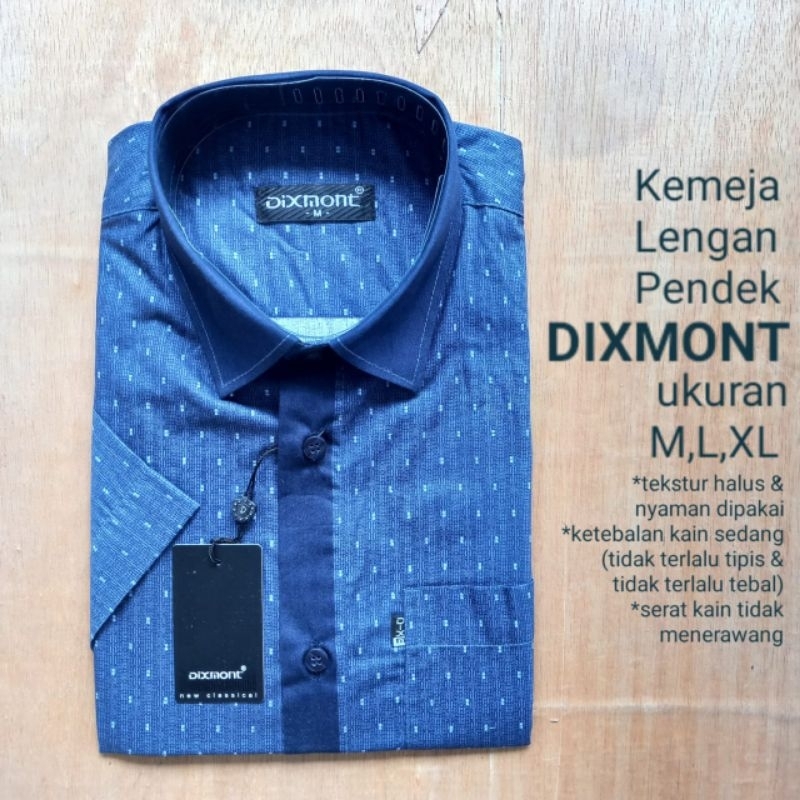 Kemeja Lengan Pendek DIXMONT motif biru tua