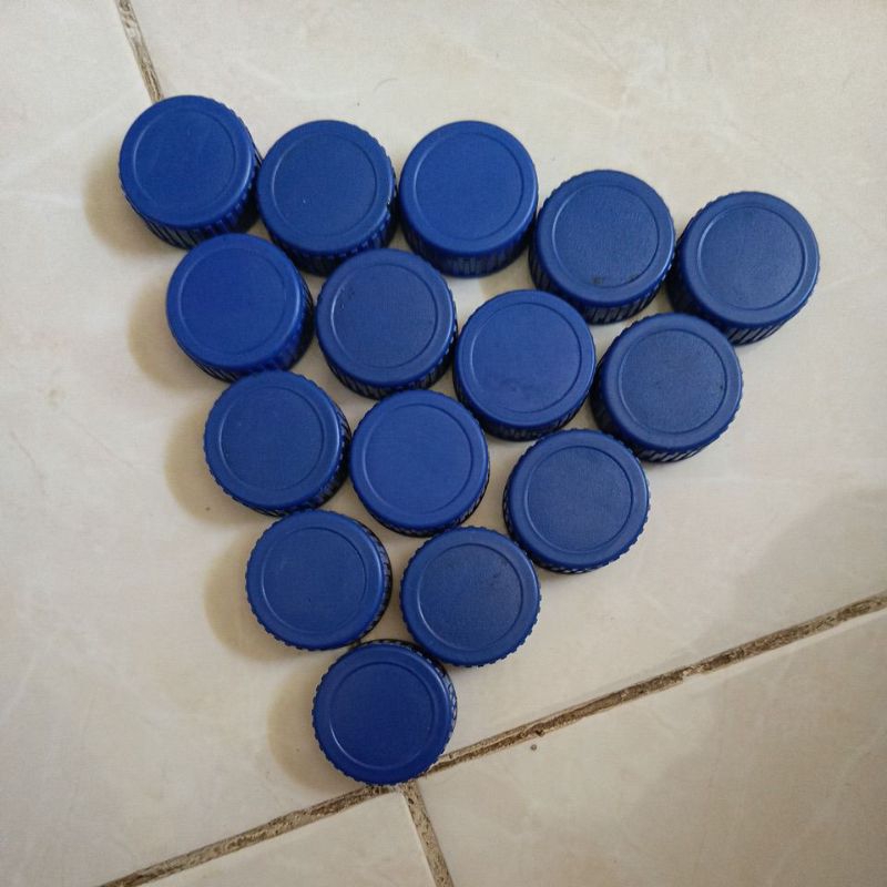 (100 PCS BEKAS BIRU TUA ) TUTUP BOTOL LONG NEK BEKAS 100 PCS  / TUTUP AQUA BEKAS