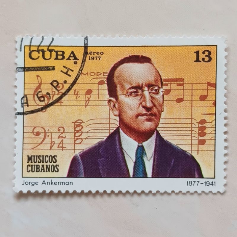

(AA) Perangko Kuba 1977 Cuban musicians - Jorge Ankermann (1877-1941) 13 centavo CTO