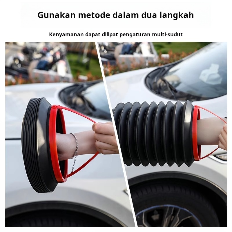 Tempat sampah mobil multifungsi ember lipat ember air penyimpanan + tutup