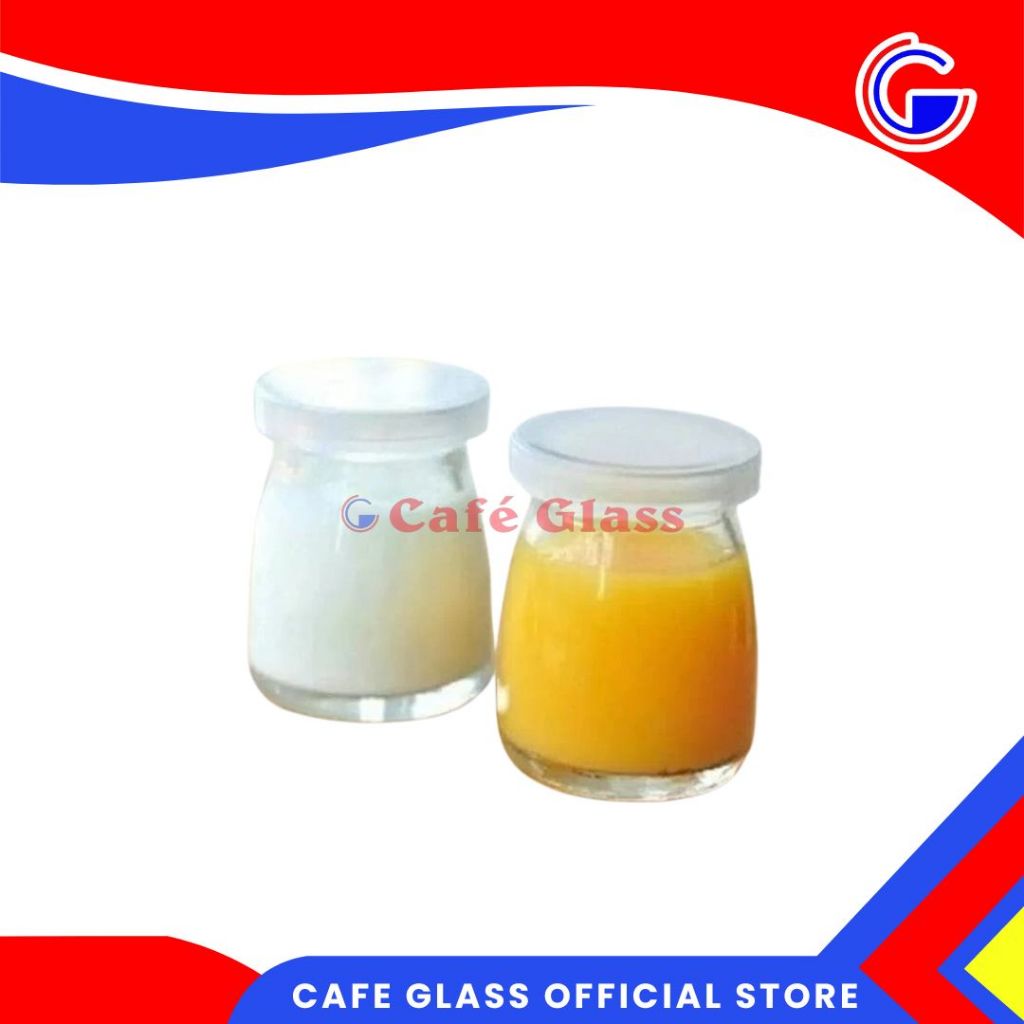 Botol Kaca Mini Tutup Plastik 100Ml, 200Ml - Jar Puding Jamu Susu - Wadah Kaca Kecil Serbaguna