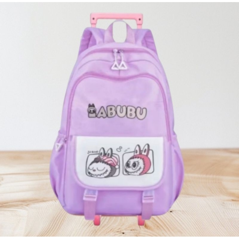 tas ransel Troly labubu kembar sangat cocok untuk anak anak yang hobby menggunakan ransel Troly,tas 