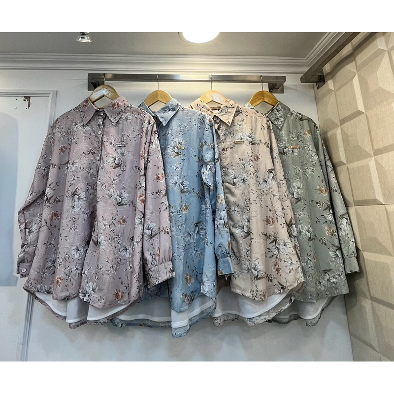 kemeja blouse katun bolong bordir motif