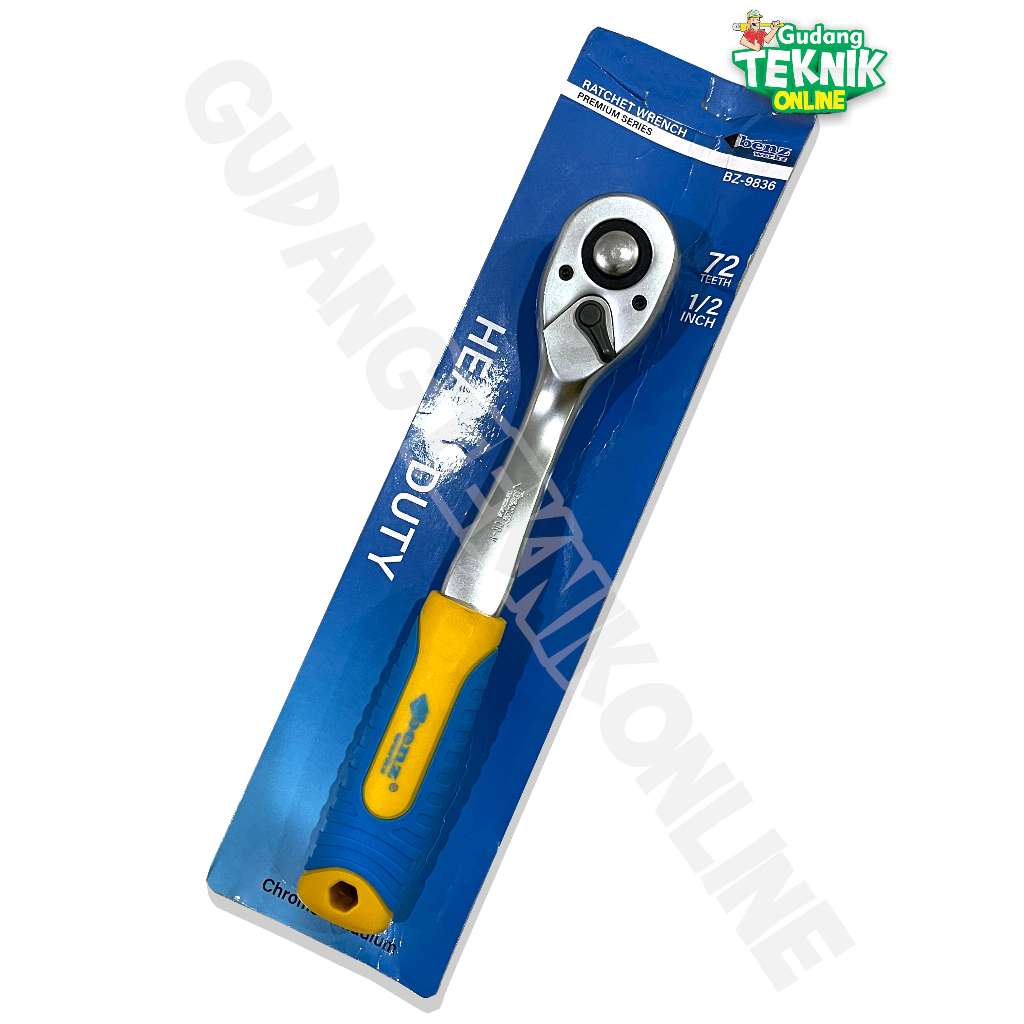 BENZ Gagang Kunci Sok 1/2" BENZ BZ9836 72T  Rachet Handle Wrench Shock 1/2 Inch Gagang Kunci Sok Han