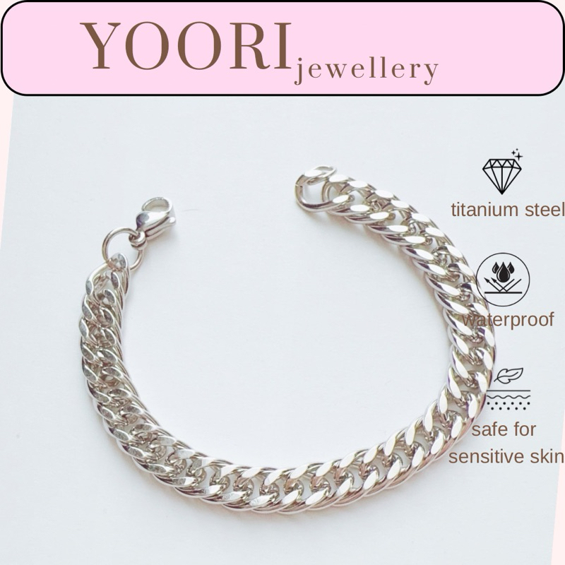 Gelang rantai putih titanium -YOORI