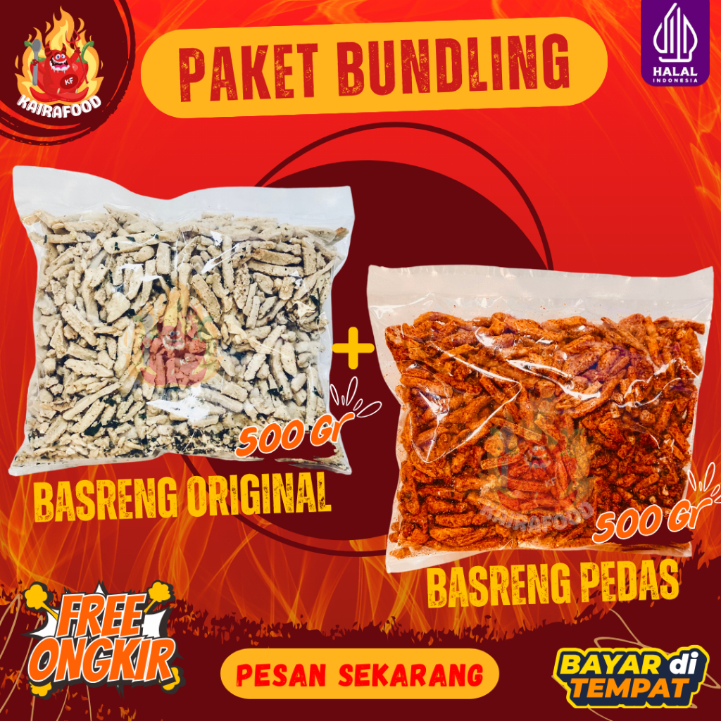 PAKET BUNDLING 500 GR BASRENG ORIGINAL + 500 GR BASRENG PEDAS