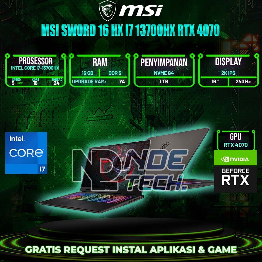 MSI Sword 16 HX I7 13700HX RTX 4070