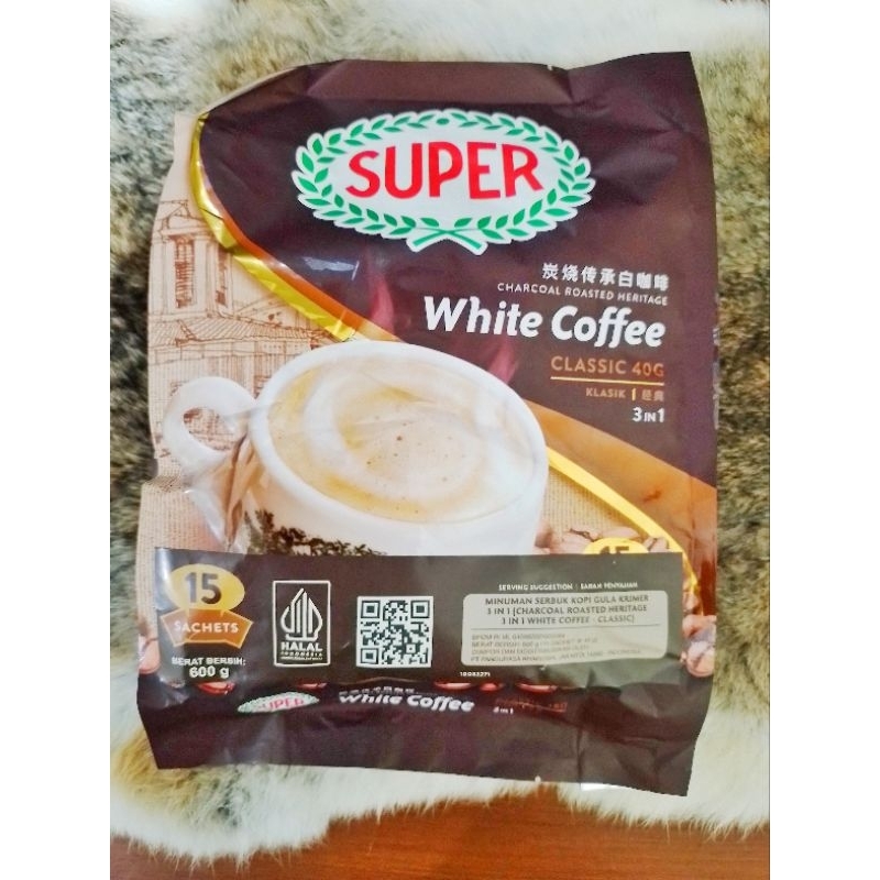 

SUPER WHITE COFFEE CLASSIC CHARCOAL ROASTED HERITAGE 600 GRAM 15PCS@40GRAM