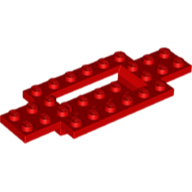 Lego Red Part 30029 Vehicle, Base 4 x 10 x 2/3 with 2 x 4 Recessed Center with Smooth Underside