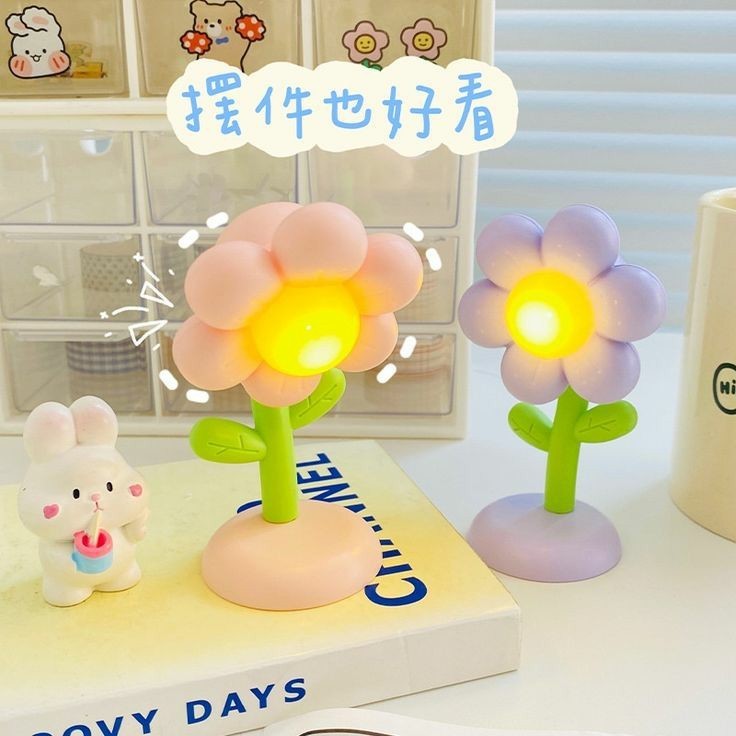 LAMPU MEJA MOTIF BUNGA AESTHETIC / LAMPU TIDUR MINI / LAMPU MEJA BELAJAR LUCU/ LAMPU HIAS MOTIF BUNG