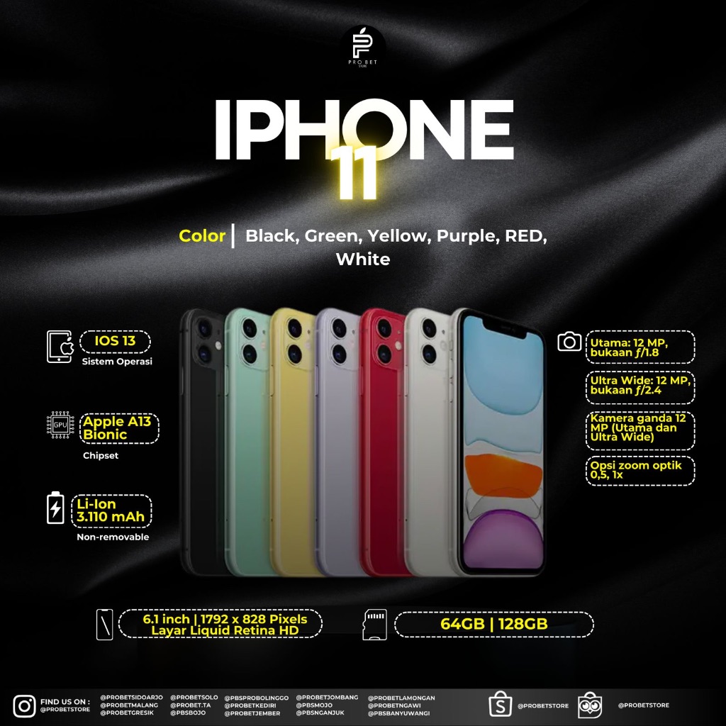 IP 11 64GB / 128GB / 256GB FULLSET LIKE NEW SECOND ORIGINAL