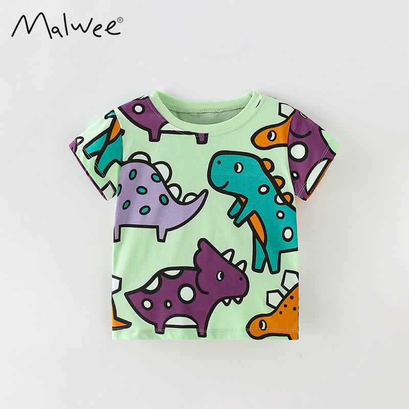 MALWEE Kaos Anak 1-7th Baju Anak Laki-laki Dino T-shirt Cotton Premium Atasan Lengan Pendek Malwee