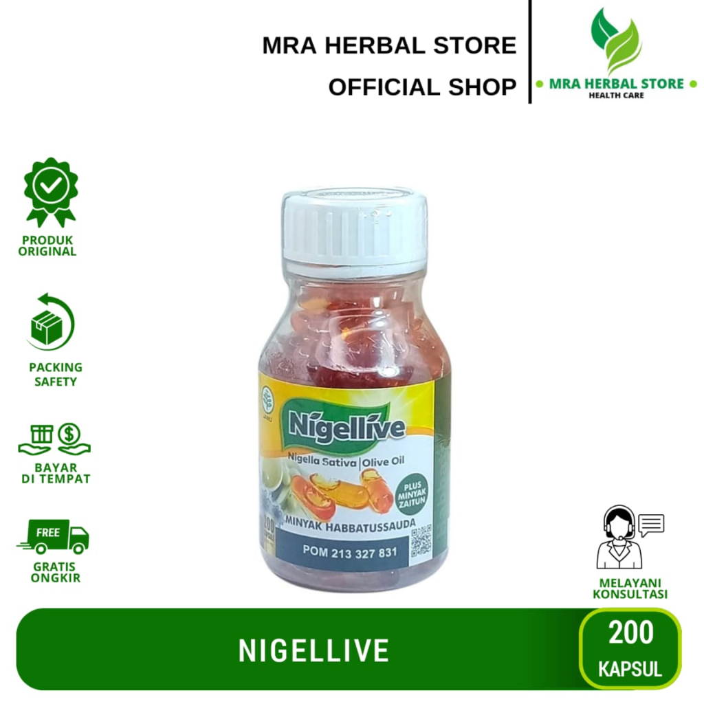 Nigellive 200 Kapsul | Habbatussauda Oil Plus Minyak Zaitun | Habbats Nigellive