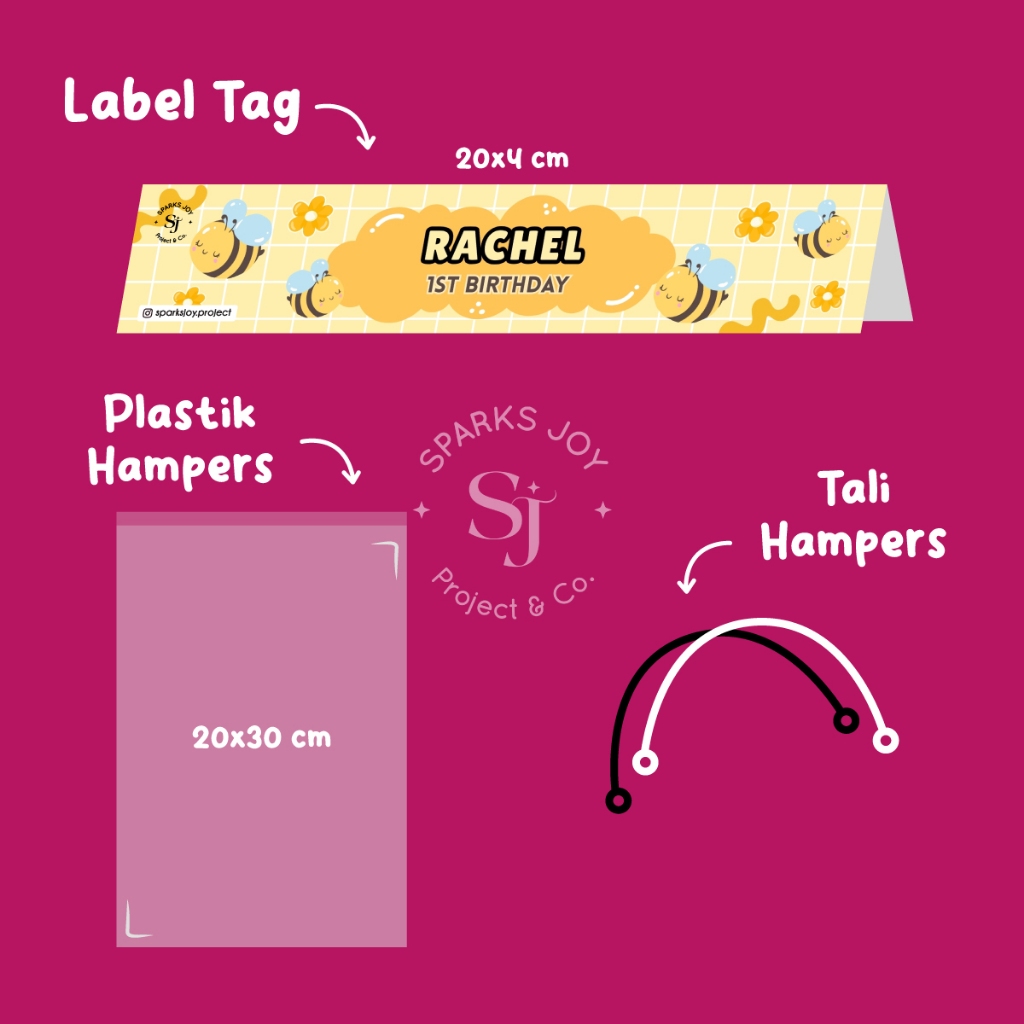 Label Snack Ulang Tahun / Label Tag Hampers / Custom Label Tag Hampers / Bebas Custom Label Tag Hamp